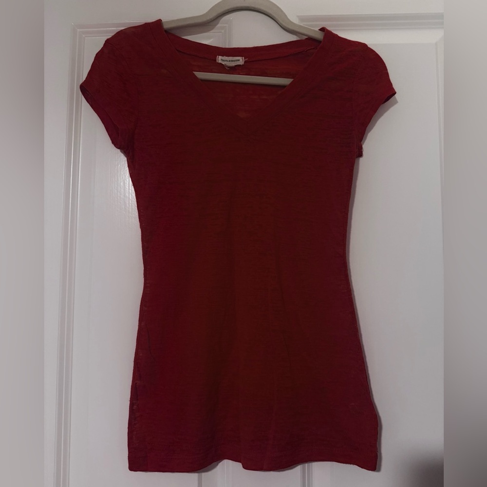 Red Short Sleeve Burnout Tee